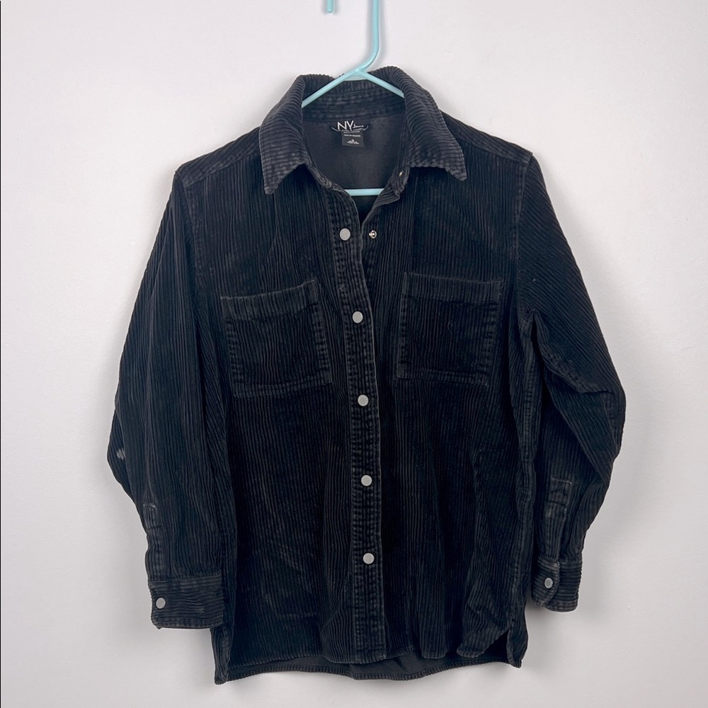 Vintage NY Jeans Y2K black corduroy snap from shacket size small 100% cotton